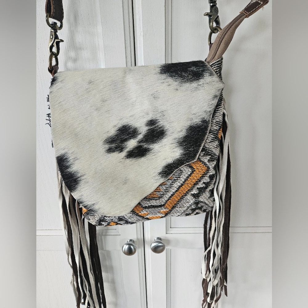 Myra Cowhide Fringe Crossbody